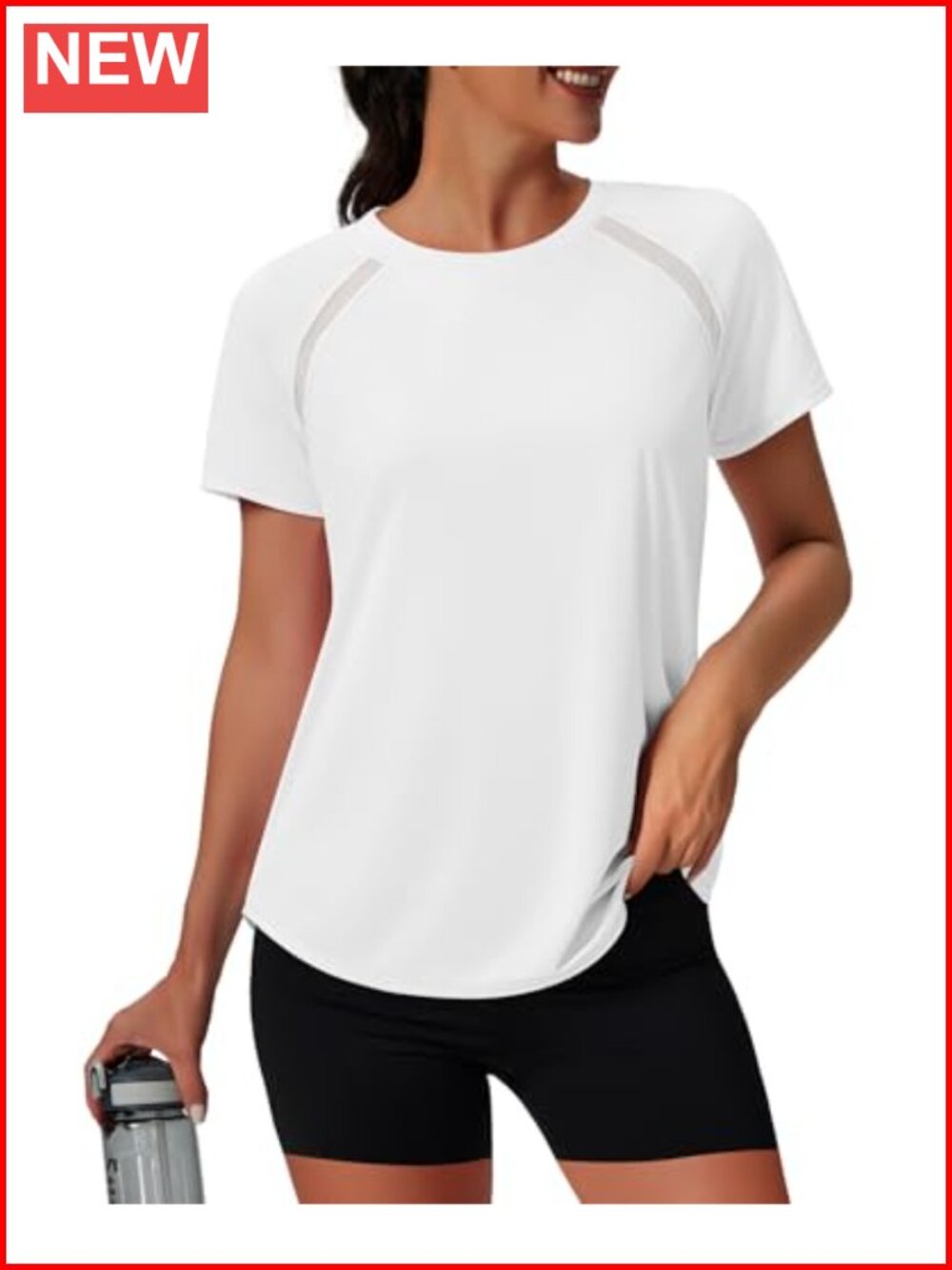 Womens Workout Top Mesh Short Sleeve UPF 50 Yoga Running Athletic Tee